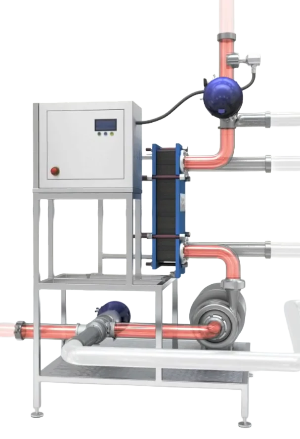 Mezclador Rotativo Jet — Corte transversal del cabezal: boquillas, ejes de rotación y patrones de flujo 3D